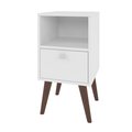 Manhattan Comfort Square Abisko Side Table, 12.99 W, 13.78 L, 24.8 H, Melamine MDP Top, White 1AMC129